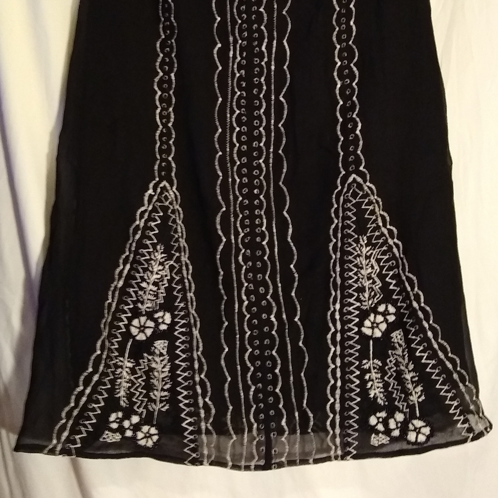 Odille Black Embroidered & Beaded Skirt